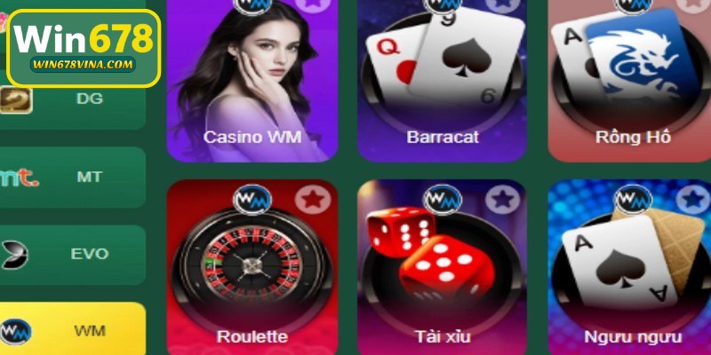 Các trò chơi casino WIN678 hấp dẫn khó quên